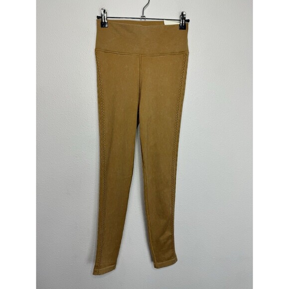 Aerie OFFLINE Medium Seamless Cable High Waisted 7/8 Leggings Washed Gold NWT - Picture 1 of 12